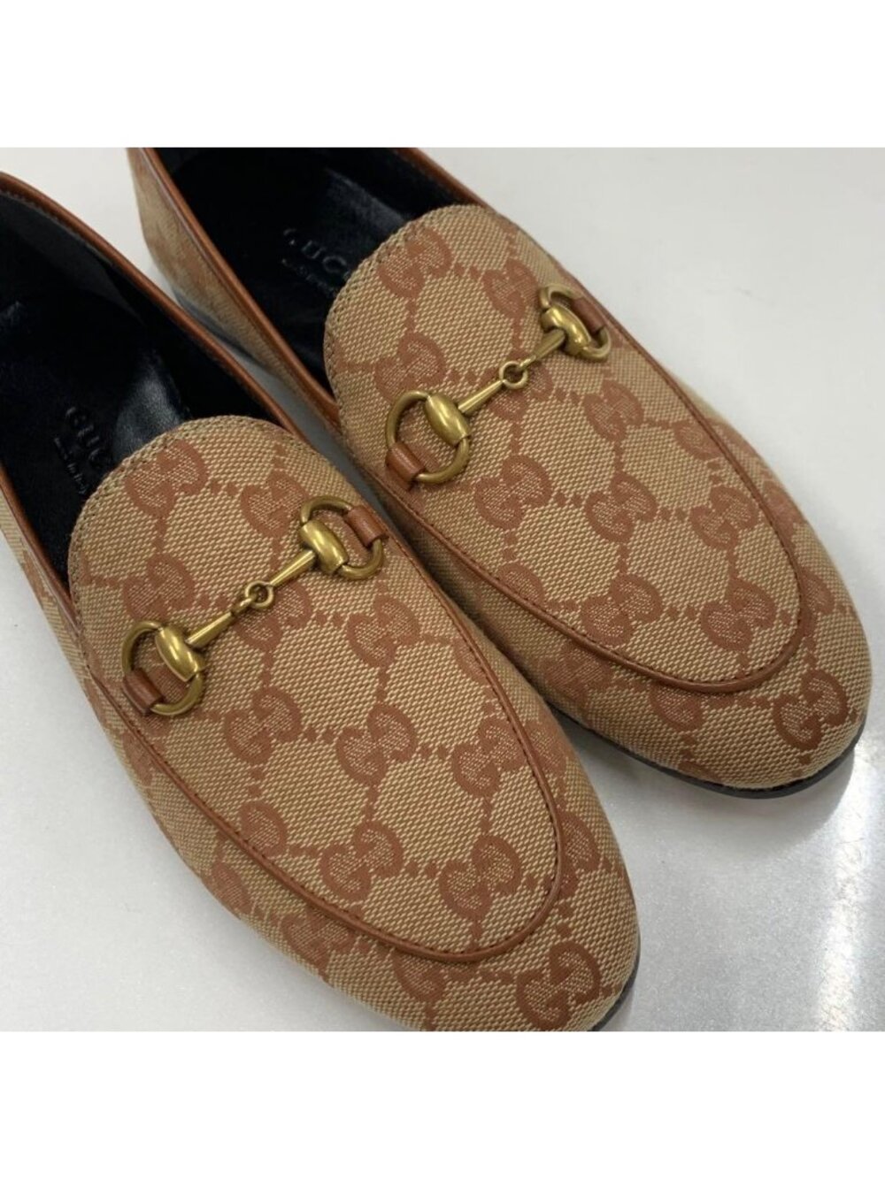 Gucci Fabric Leather Horsebit Loafers Brown - Picture 9 of 10